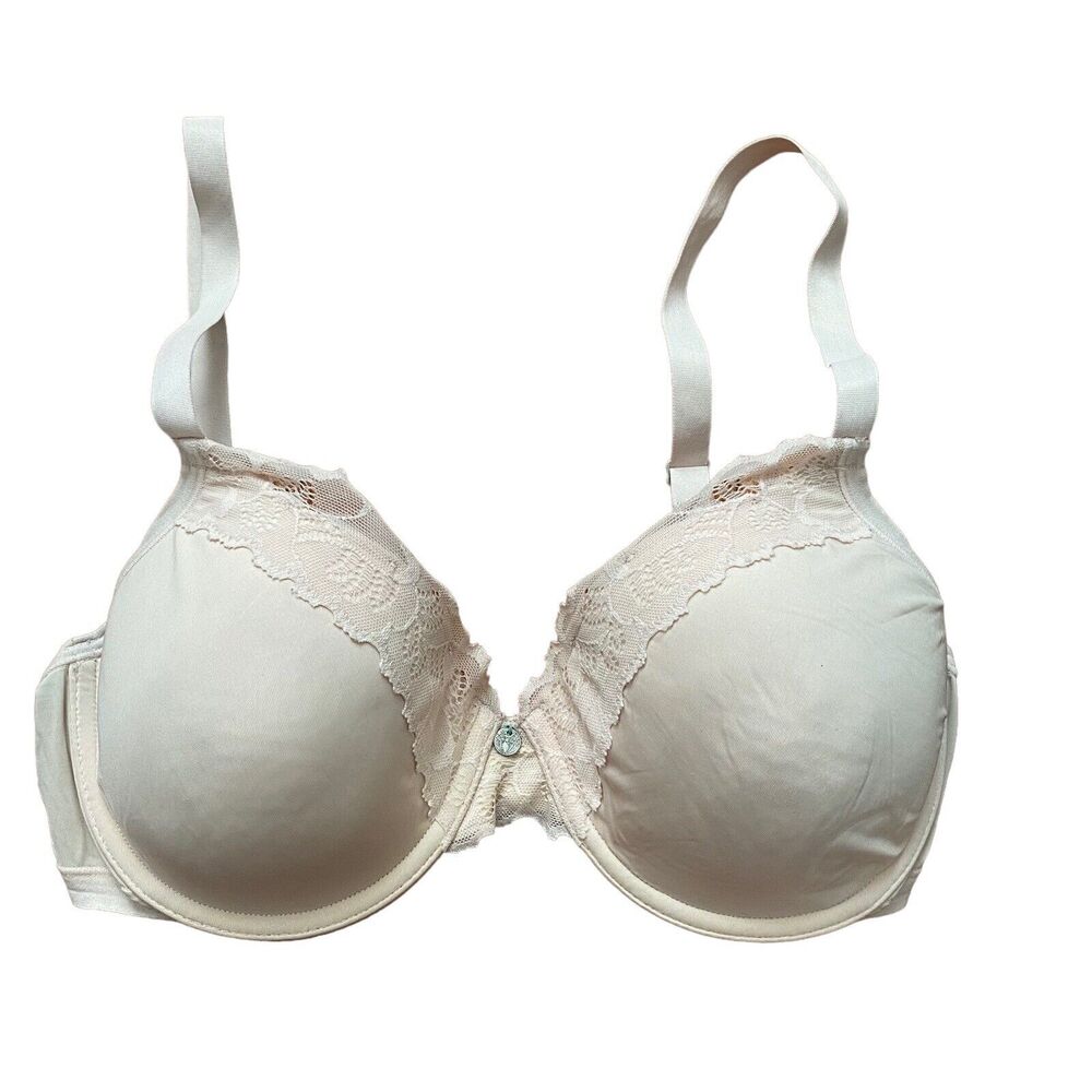 Natori Size 34C Bra Underwire Lace Detail Ivory Beige Lightly Lined